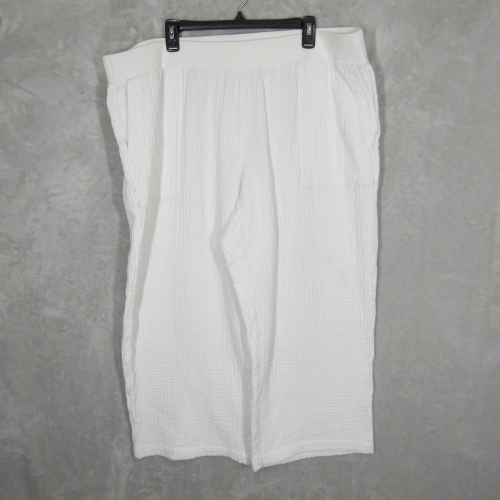 J. Jill Pants Plus Size 3X Cotton White Gauze Cropped Elastic Waist